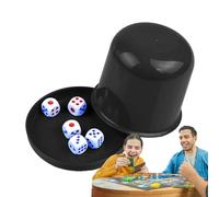 Dice Cup Set - Leatherette Rolling Tumbler, Five Pip Cubes Bundle, Party Tabletop Accessory | Noise Dampening Toss Control System, Classic Pub Experience For Bar Gatherings Family Nights