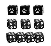 Dice for Table Games, Decoration for Exhibition, Pack of 10, Dice for Board Games with Paw Motif, for Travel, Camping, Home, Picnic, Family, Friends, Classmates, Students, Teenagers
