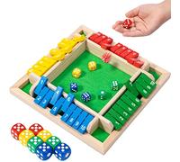 Dice Game Set - 8 Dice with 4-Person Wooden Table, Easy-to-Learn Math Skill Game for Kids & Adults, Perfect for Family Gatherings & Friends Get-Togethers, 8-Inch Colorful Version
