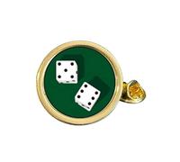 Dice Gold Plated Domed Lapel Pin Badge in Bag