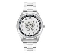 Dice Graphics Quartz Watch Stainless Steel Wrist Watches for Men Women Easy to Read