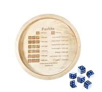 Dice Holder Tray - Round Wooden Dice Tray, Dice Game Tray | Dice Holder Tray Dice Board Game Tray Sheet Score Pad, Tabletop Round Dice Tray with Dice, Friends Gathering, Camping, Travel, Family Night