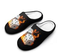 Dice in Flames Comfy Women's Slippers Nonslip Indoor House Shoes 7-8（39-40
