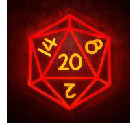 Dice Neon Signs for Wall Decor,Cool Dimmable Dungeons and Dragons Dice Game LED Sign,13x11 inch USB Powered Dimmable Neon Light for Man Cave, Game Room, Bedroom, Party Decoration Gifts