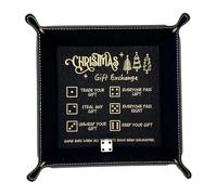Dice Rolling Tray,Game Dice Tray for Rolling, Portable Artificial Leather Rolling Dice Trading Game Dice Trading Tray with Engraved Rules for s, Black/White, Consulte la descripción, See description