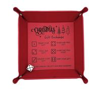 Dice Rolling Tray - PU Leather 15.2x15.2x5cm | Folding Holder Engraved Rule | Anti Slip Dice Mat Organizer 4 Sided Portable Storage for RPG Board Party Night Family Gathering Travel