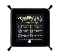 Dice Rolling Tray - PU Leather 15.2x15.2x5cm | Folding Holder Engraved Rule | Anti Slip Dice Mat Organizer 4 Sided Portable Storage for RPG Board Party Night Family Gathering Travel