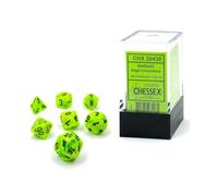 Dice Set - 10mm Vortex Bright Green/Black Plastic Polyhedral Dice Set - Dungeons and Dragons D & D DND TTRPG Dice - Includes 7 Dice - D4 D6 D8 D10 D12 D20 D%,CHX20430