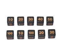 Dice Set 10Pcs Plastic Right Angle 6 Sided Numbers Game Dice for Board Games Math Games Educational Games Black Color 1.3cm Size