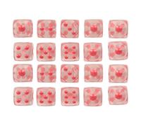Dice Set 6 Sided 20pcs Translucent Round for Board Games Math Teaching Bulk Plastic Durable Gaming Dice for Adults Classroom (Transparent with Pink Spots)