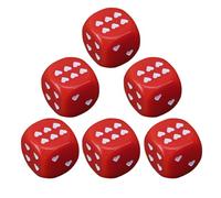 Dice Set, Acrylic Dice for Table Games with Heart-Shaped Dots, 6 Pieces with Rounded for Math Lessons, Collecting, Table Games