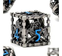 Dice Set for Dungeons and Dragons, ZHOORQI 7 Pcs/Set The Grim Reaper Metal Dice Set Polyhedral Dice for RPGs DND Gifts（S-Blue Number）