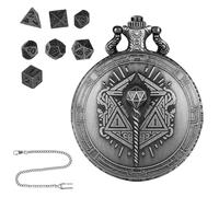 Dice Set Necklace, Pocket Watch Dice, Polyhedral Dice Toy, Portable Dice Set, Steampunk Board Game, 7 Pieces, Metal Dice, Tiny Dice, Table Top Accessories