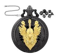 Dice Set With Pocket Watch Shell - 5.8x4.6cm Pocket Watch Dice, 7X Game Dices With Retro Watchh Case, Travel Board Games For Men Women, Role Playing Board Game Accessories