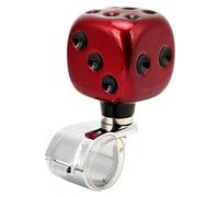 Dice Shape Steering Wheel Spinner Knob, Vehicle Steering Wheel Suicide Knob, Labor Saving Power Handle for Cars Trucks Tractors Boats with Resin and Metal Alloy (Red)