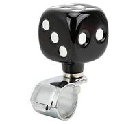 Dice Shape Steering Wheel Spinner Knob, Vehicle Steering Wheel Suicide Knob, Labor Saving Power Handle for Cars Trucks Tractors Boats with Resin and Metal Alloy (Black)