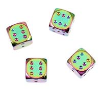 Dice Shaped Car Tire Valve Caps Aluminium Alloy Stem Covers Set | Colourful Pattern, Weather Resistant Design, Helps Keep Dust out Prevent Corrosion on Motorcycle or Bicycle Stems