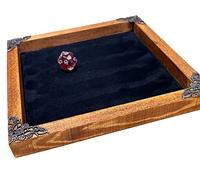 Dice Tray Dark Wood, Genuine Luxury Suede Leather inlay, Dice Rolling Tray for Dungeons and Dragons. Wooden DM Gift for DnD
