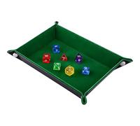 Dice Tray, Foldable Portable Rectangular in Deep Green - High Sides & Plush Velvet Interior Contain Dice, Folds Flat for Travel, DND, Yahtzee, Board Games & Compact Storage
