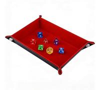 Dice Tray, Foldable Portable Rectangular in Red - High Sides & Plush Velvet Interior Contain Dice, Folds Flat for Travel, DND, Yahtzee, Board Games & Compact Storage