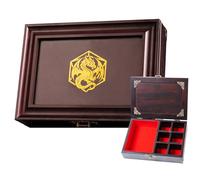 Dice Tray & Rolling Box for DND - Versatile Storage with 2 Adjustable Walls for Dice, Minis & Accessories - Antique Inspired RPG Tabletop Accessory for D&D with Stunning Gold Lid Design