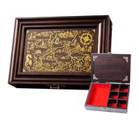 Dice Tray & Rolling Box for DND - Versatile Storage with 2 Adjustable Walls for Dice, Minis & Accessories - Antique Inspired RPG Tabletop Accessory for D&D with Stunning Gold Lid Design
