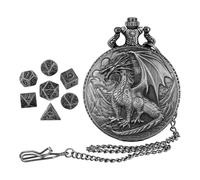 Dice Watch Case, Dragon Pattern Holder, 5.8/4.6/3 Inches, Dices Storage Shell, Style Fantasy Design, Compact Roleplaying Companion for Family Game Night, Bronze and Silver