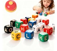 Dice Word Game - 60PCS Fast-Paced Crossword Letter Challenge, Brain Exercise Dices Word Board Game, Travel-Friendly Board Games Set for 1-5 Players (1set)