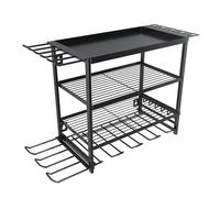 diceevil 4 Layer Power Tool Organiser,Drill Holders Wall Mount,Garage Rack for Tool Organizer and Storage Rack with Screwdriver Holder,Tools Shelves with Screwdriver/Hammer Holder