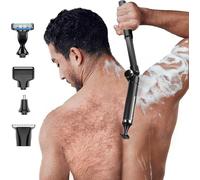 diceevil 5-in-1 Back Shaver for Men with Extension Handle, IPX6 Waterproof | Rechargeable body groomer, back hair, chest and intimate trimming, electric shaver, wet and dry use, men's grooming kit