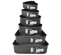 diceevil 6pcs Springform Cake Pan Set, Heart/Round/Square Leakproof Non-Stick Springform Bakeware Tin Set, Baking Cake Mold Cheesecake Pan Tray with Removable Bottom