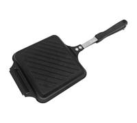 diceevil Double Sided Frying Pan with Handle, Double-Sided Non-Stick Frying Pan for Bread Panini, Cheese, Pancake, Breakfast, Stovetop Toasted Sandwich Maker Pan for Home, Camping, Kitchen