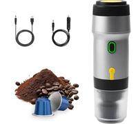 diceevil Portable Electric Espresso Machine, 3-in-1 Portable Coffee Maker with Self-Heating, 15 Bars Extraction Coffee Maker with Ground Coffee & NS Capsule for RV, Camping, Hiking, Office(silver)