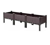 diceevil Raised Garden Bed with Legs, 120x40x37cm Triple Planter Box for Vegetables Herbs Flowers, Self-Watering Outdoor Plastic Plant Troughs