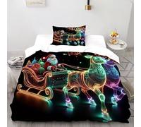 DICENOR Christmas Deer Bedding Set for Ultra Soft Reversible Christmas Theme Duvet Set 2 Piece for Children Teens And Adults -1 Pillow Shams, Single（135x200cm）