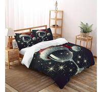 DICENOR Christmas Starlight Mug Bedding Set for Comforter Polyester Christmas Theme Duvet Set 3 Pieces for Children Teens And Adults -2 with Pillowcases, King（220x240cm）