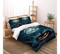 DICENOR Halloween Theme Bedding Set for Ultra Soft Reversible Pumpkin Head Quilt Covers 3 Pcs for Children Teens And Adults -2 Pillow Shams, Double（200x200cm）
