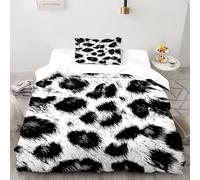 DICENOR Leopard Pattern Bedding Set for Comforter Polyester Pattern Quilt Covers 2 Piece for Children Teens And Adults -1 with Pillowcases, Single（135x200cm）