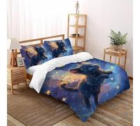 DICENOT Angel Cat Quilt Cover Comforter Cover 3 Pieces Hypoallergenic Microfiber for Kids Boys Girls Teens Hidden Zipper Double（200x200cm）