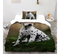 DICENOT Dalmatian Quilt Cover Animal Comforter Cover 2 Pieces Ultra Soft Microfiber for Kids Boys Girls Teens with Zipper Closure Single(135x200cm)