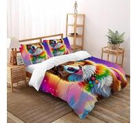 DICENOT Painted Dog Quilt Cover Animal Comforter Cover 3 Pieces Hypoallergenic Microfiber for Kids Boys Girls Teens Hidden Zipper King(220x240cm)