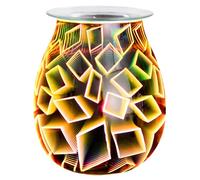 DICIMI 3D Geometric Glass Wax Melt Burner - Electric Aroma Lamp with Adjustable Light, Flameless Oil Burner for Wax Melts, CE/RoHS Certified, Home & Office Safe Essential Oil Diffuser