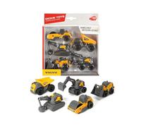 Dickie Toys 203722008 Volvo Micro Workers, 5-Piece Toy Set, Excavator, Construction Site Set, Construction Vehicles, Construction Site Vehicles, Gift Set, for Children from 3 Years, Yellow/Grey