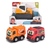 Dickie Toys ABC Streety 204112007 Push Car for Babies and Toddlers from 1 Year Old, Bulldozer, Fire Brigade or Rubbish Collection, 15 cm Toy Car, Orange
