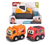 Dickie Toys ABC Streety 204112007 Push Car for Babies and Toddlers from 1 Year Old, Bulldozer, Fire Brigade or Rubbish Collection, 15 cm Toy Car, Orange