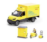 Dickie Toys - DHL Delivery Set (25 cm) - Parcel Delivery Playset for Children from 3 Years, DHL Postbus with Postman, Parcel Station & Cargo Bike, Car with Light & Sound, Includes Batteries