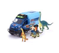 Dickie Toys - Dinosaur World Lab - Iveco Daily Toy Car 4x4 (26 cm) with Fold-Out Dino Lab Including Dinosaurs - Toy for Children from 3 Years