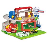 Dickie Toys Farm Playset and Parking Garage with Light and Sound, Includes Vehicles, Lift, Farm Animals and Hay Bales, for Children from 3 Years, 203739003, Multi-Colour