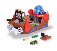Dickie Toys Pirate Ship Comprehensive Toy Boat (41.5 cm) for Children from 3 Years with Car Racetrack, Special Effects, Light & Sound, Suitable as Bath Toy