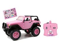 Dickie Toys RC Girlmazing Jeep Wrangler - Remote Control Car, RC Car, Toy Car with 2 Channel Radio Remote Control, 2.4 GHz, Turbo, Includes Sticker, Ages 6+, Metallic Pink Shiny